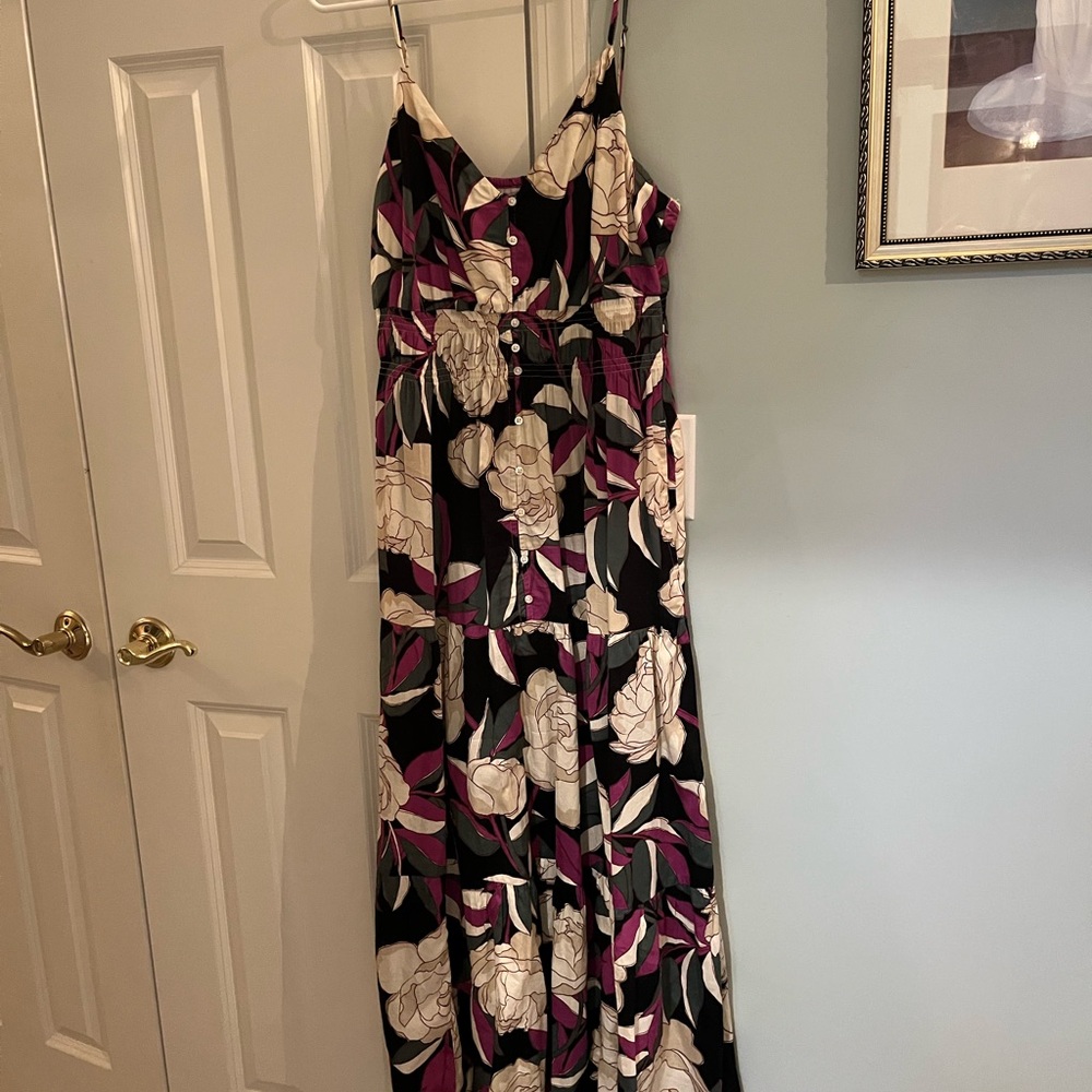 GAP Black and Cream Floral Maxi Dress